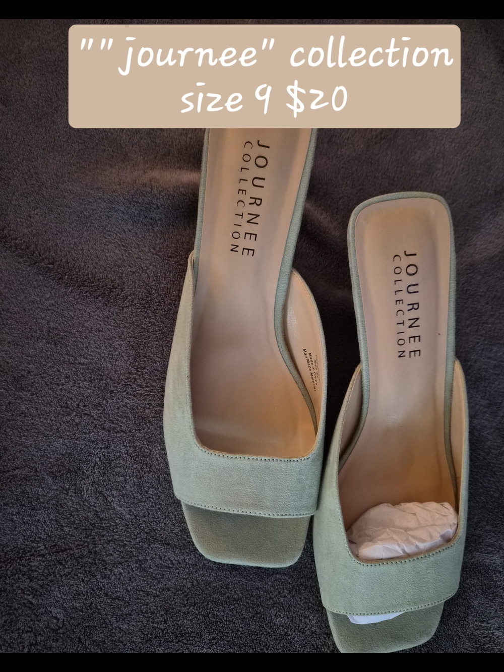Journee Collection Women's Green Suede Slide Heels